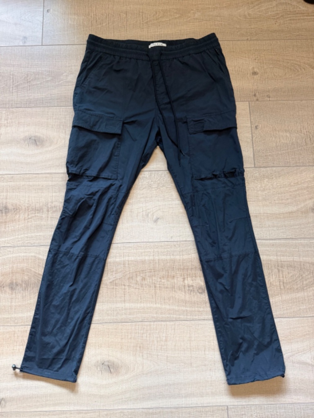 PacSun Slim Cargo Pants Black Tech Lightweight Drawstring Bungee Men's XL